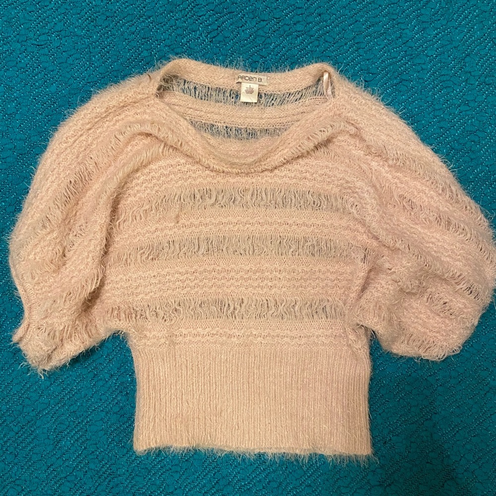 Arden B Soft Baby Pink Fuzzy Sweater